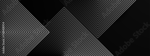 Black and white vector 3D futuristic line abstract banner with glow line