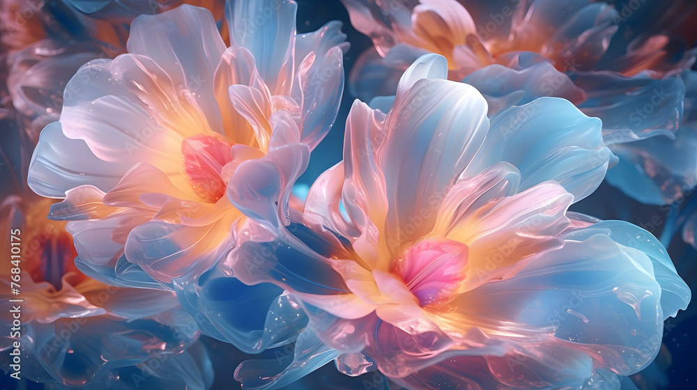 Digital technology transparent colorful flowers abstract graphics poster web page PPT background with generative Digital technology transparent colorful flowers abstract graphics poster web page PPT background with generative