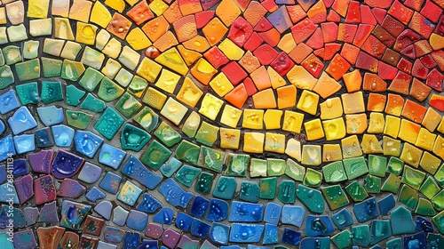 A vibrant mosaic formed from individual colored tiles
