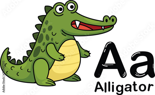 Illustration Isolated Animal Alphabet Letter A-Alligator