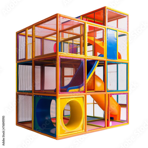 Indoor playground structure for children isolated on transparent background  cut out  png