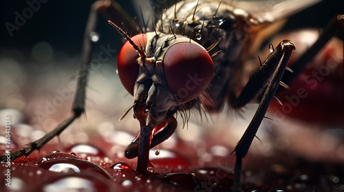 Tiger Mosquito Biting Human Skin in Illustration  photo
