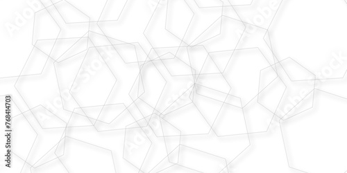 Abstract white background with hexagons and seamless pattern in vector design. Abstract hexagonal concept technology, banner and wallpaper background.