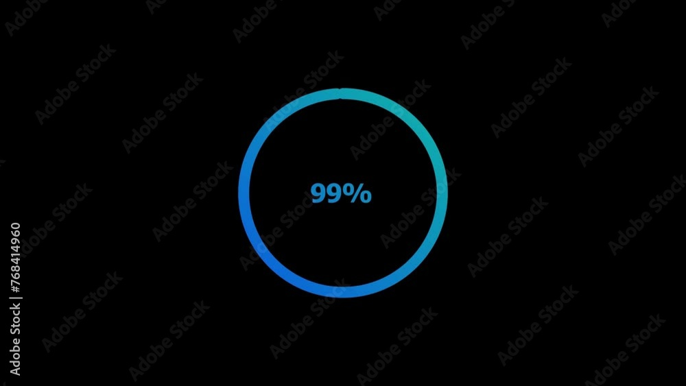 99 percent number circle  loading icon pie chart diagrams modern animation design.