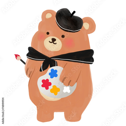 Canvas Print artist cute bear