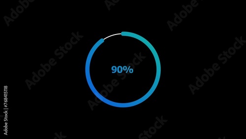 90 percent number circle  loading icon pie chart diagrams modern animation design. photo