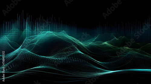 Digital technology blue green future lines abstract graphic poster web page PPT background with generative