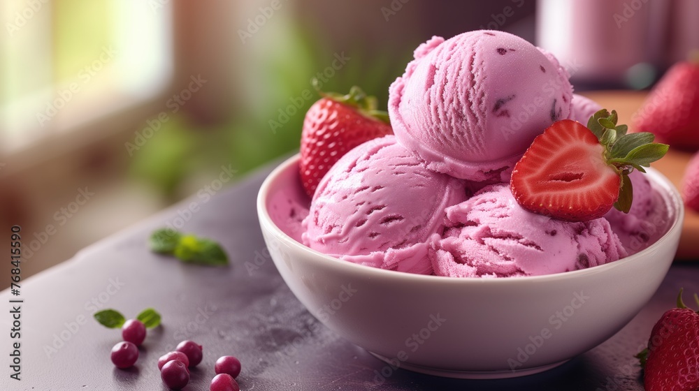 fruit berry ice cream in a bowl fruit berry ice cream in a bowl