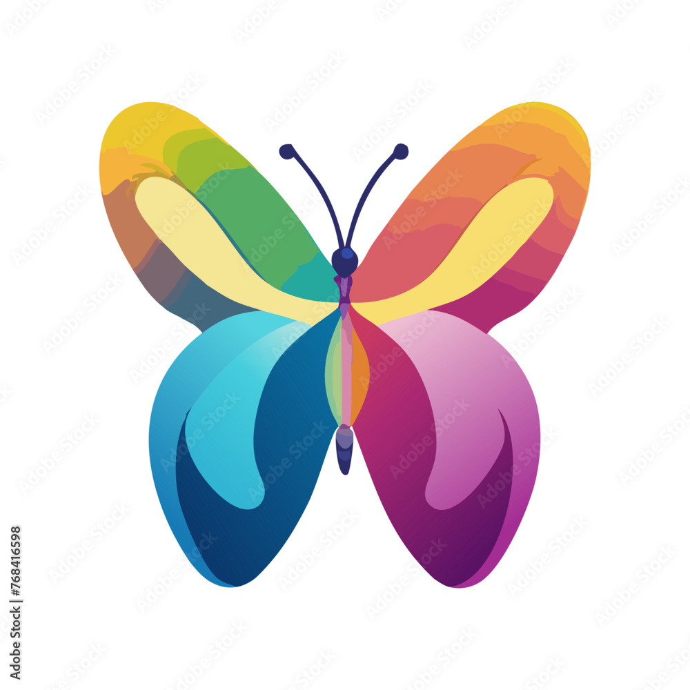 Colorful butterfly isolated on white background. Flat style butterflies insect icon vector illustration. Colorful butterfly isolated on white background. Flat style butterflies insect icon vector illustration.