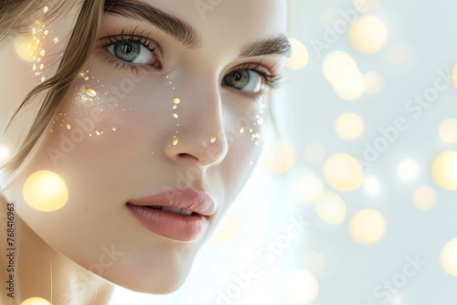 Beautiful Woman with Gold Hydrating Serum on her Face