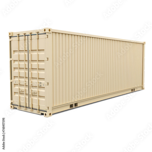 beige long 3d shipping container on transparency background PNG 