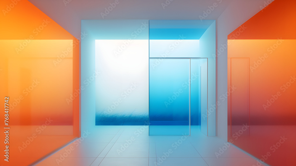 Digital gradient blue orange white glass geometric horizontal version poster web page PPT background with generative Digital gradient blue orange white glass geometric horizontal version poster web page PPT background with generative