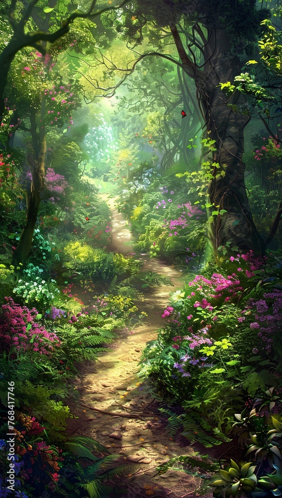 Obraz premium April Showers Bring May Flowers: A Vibrant Forest Scene Generative AI