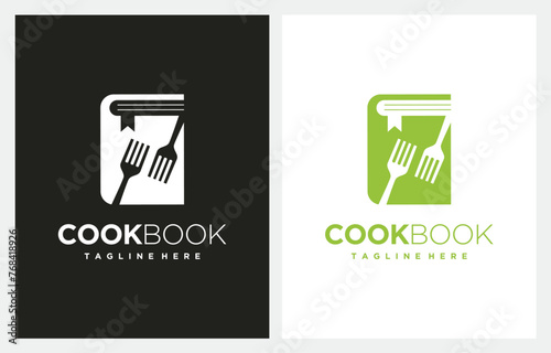 Cook Book  Recipe Logo Template Design in outline style Vector Design