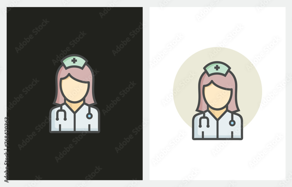 Fototapeta premium Doctor Woman with Stethoscope icon vector. for medicine clinic health care