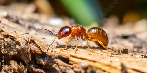 ant on the ground, Termites help unload wood chip, Generative AI