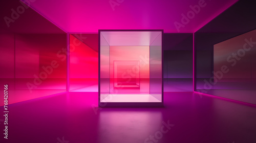Digital gradient purple pink white glass geometric horizontal version poster web page PPT background with generative