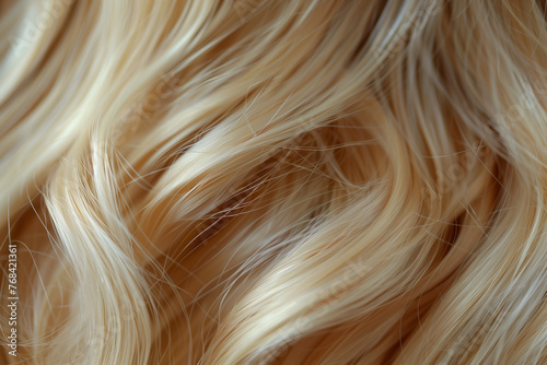 Curving waves of blonde hair in detail  Glossy blonde hair waves close-up  Abstract pattern of swirling blonde strands