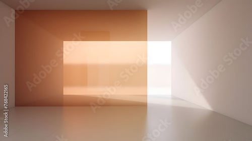 Digital gradient brown beige white glass geometric horizontal version poster web page PPT background with generative