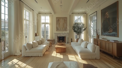 Elegant Living Room Interior with Natural Light and Modern Decor