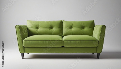 green sofa isolated on a transparent background, colorful background