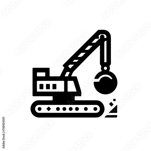 demolition crane as a simple single icon logo vector illustration, isolated on transparent background