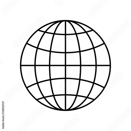 Globe outline. Globe earth,. Vector outline illustration. Geometry grid spheres. Abstract futurism wireframe. Earth planet symbol.