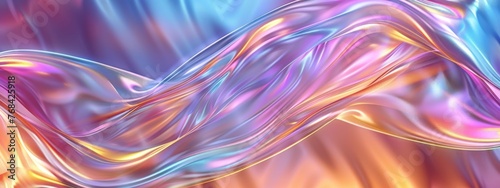 Gradient soft abstract waves with transparent glass style, , 3d render
