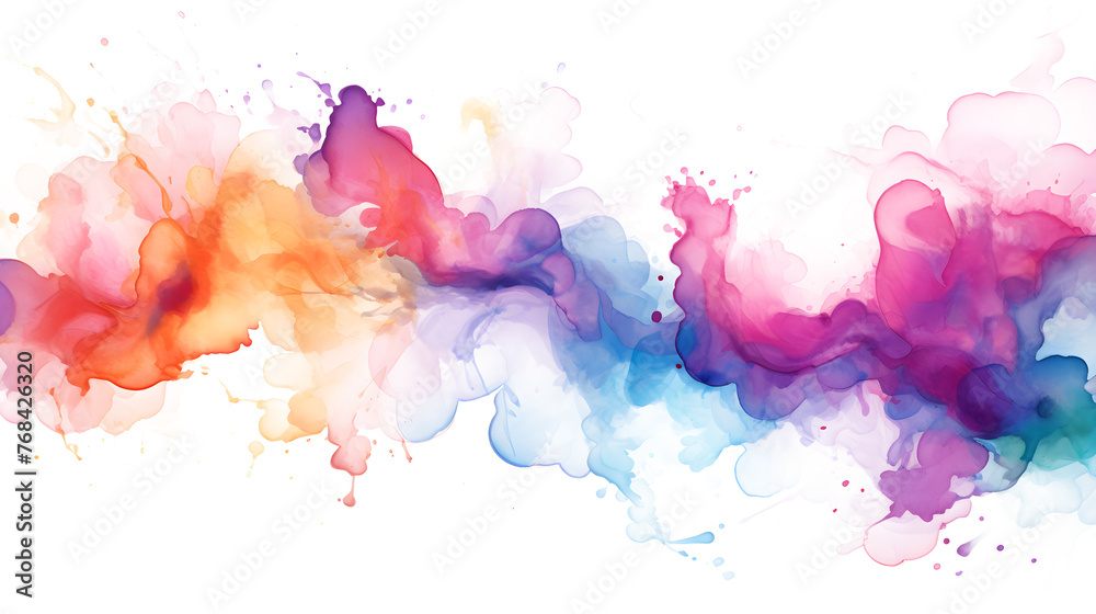Abstract colorful watercolor background, Colorful smoke watercolor against on transparent background  perfect for vibrant and artistic designs. posters, covers and artistic projects. splash watercolor