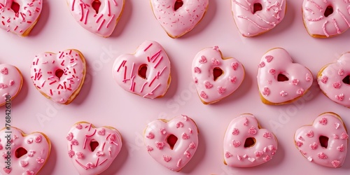 Delicious pink heart shape donut