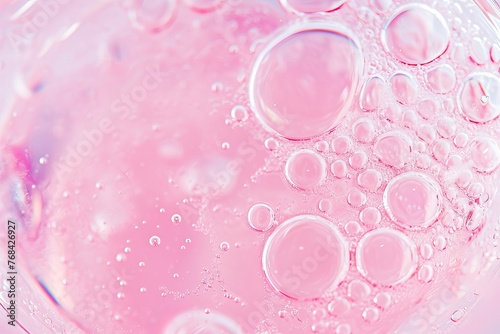 Pink Beauty Serum Gel Texture with Bubbles