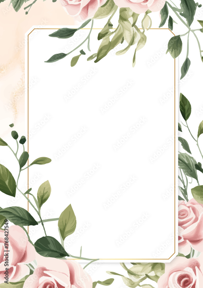 Pink green and white modern background watercolor invitation with floral and flower Pink green and white modern background watercolor invitation with floral and flower
