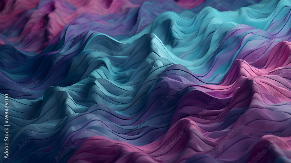 Obraz premium Digital 3D purple aqua and pink abstract geometric figure poster web page PPT background with generative