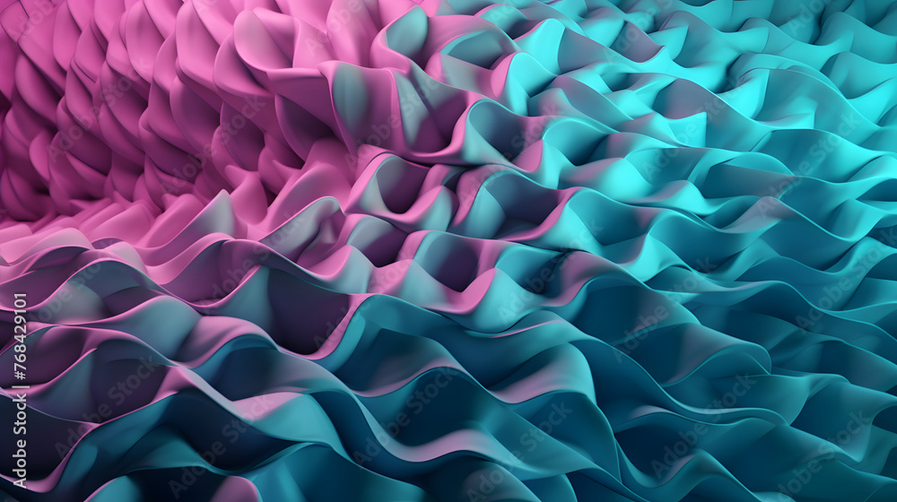 Fototapeta premium Digital 3D purple aqua and pink abstract geometric figure poster web page PPT background with generative