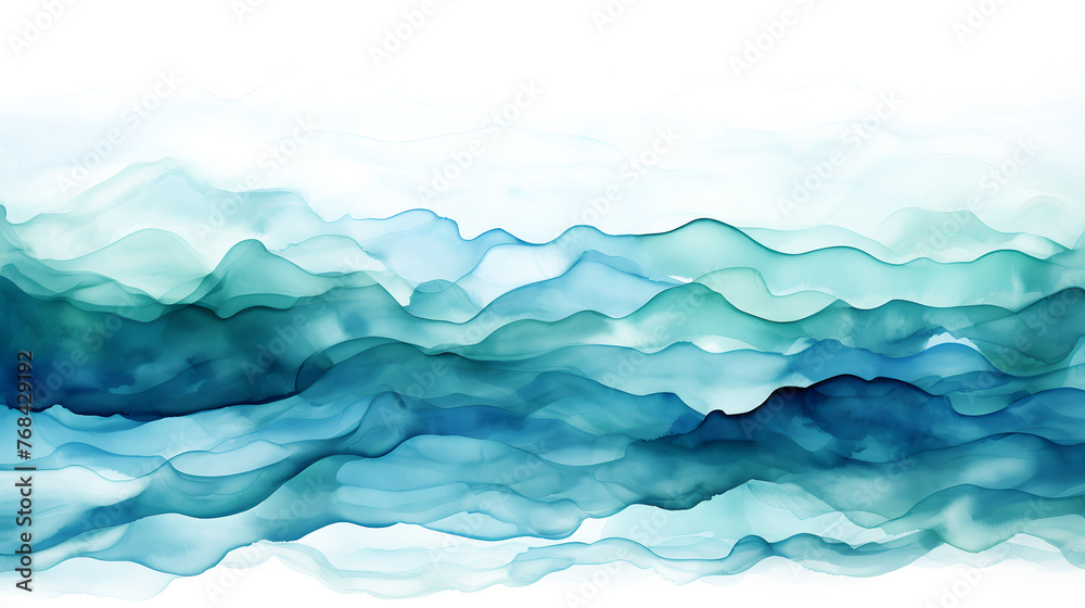 Aquamarine watercolor strip multilayered on white and transparent background Aquamarine watercolor strip multilayered on white and transparent background