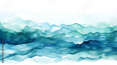 Aquamarine watercolor strip multilayered on white and transparent background © SHOHIDGraphics