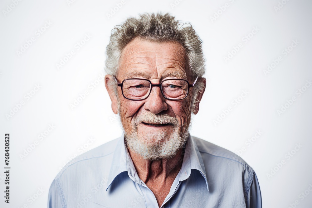 Portrait of a senior man in glasses. Isolated on white background. Portrait of a senior man in glasses. Isolated on white background.