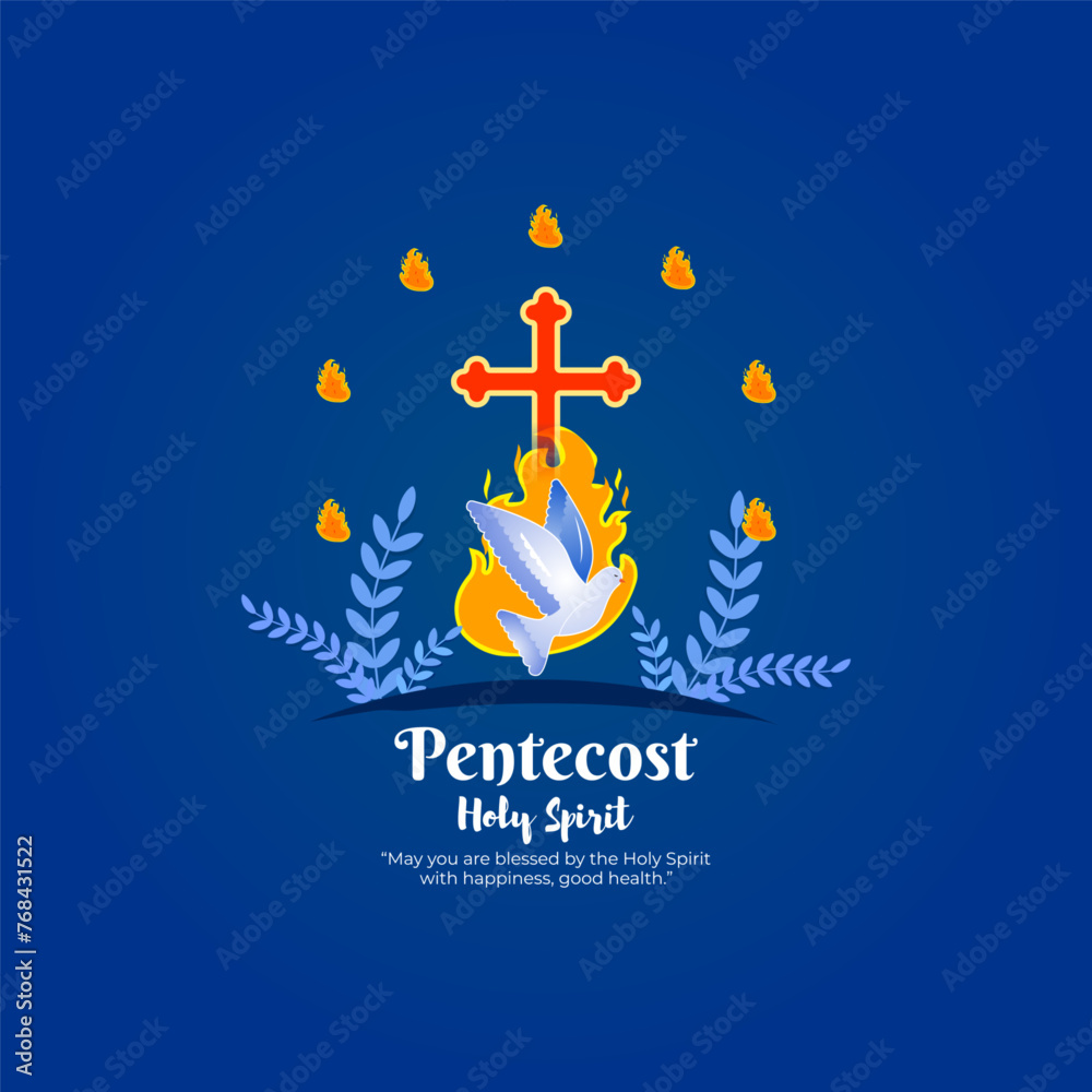 Naklejka premium Vector illustration of Pentecost social media feed template