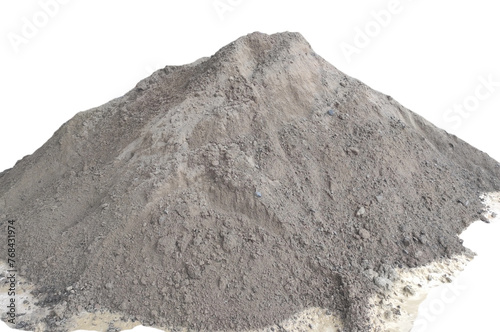 A pile of ash or sand material left over from burning coal or called 'Bottom Ash' isolated on a transparent background