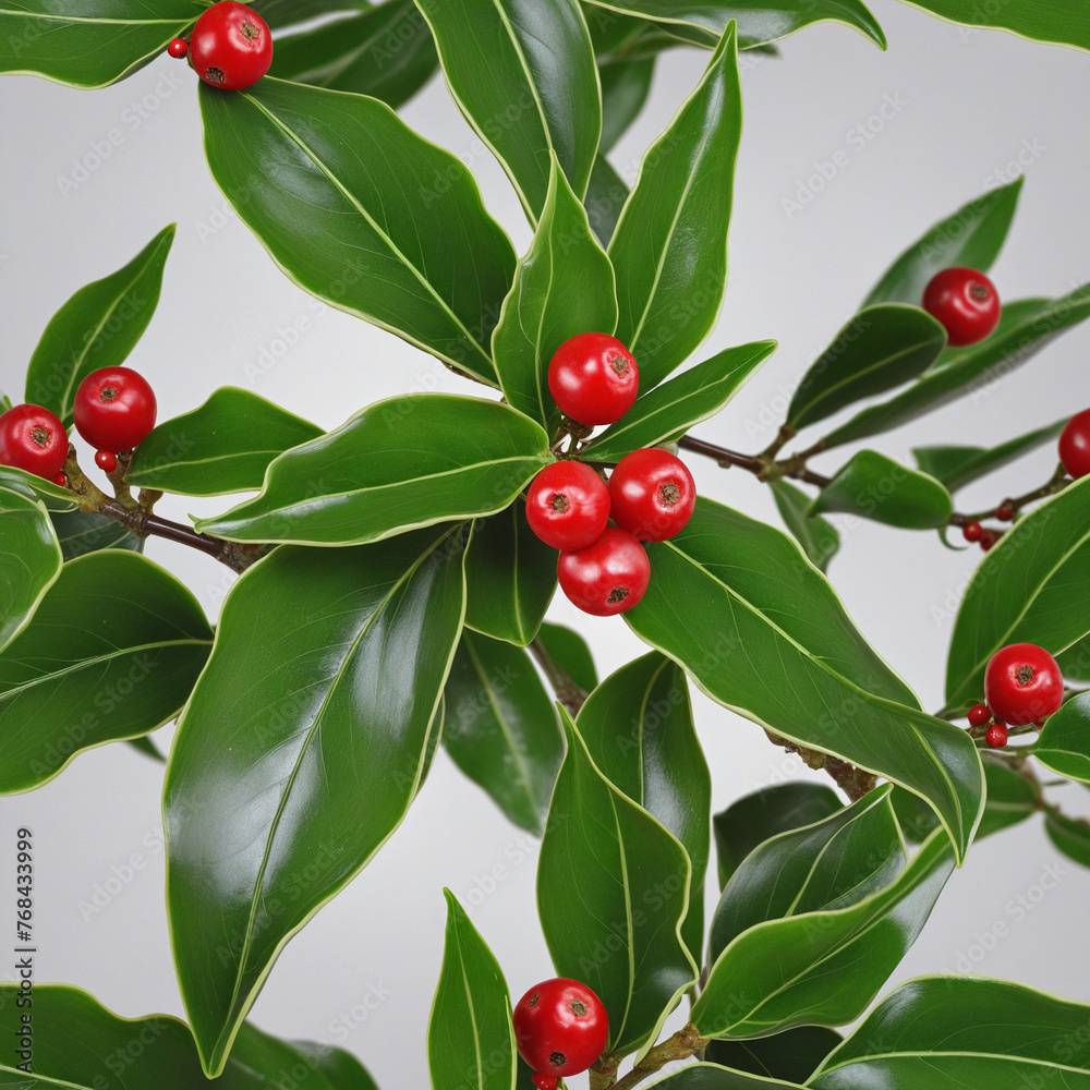Christmas plant holly colorful background