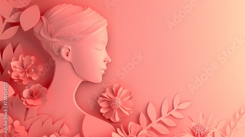 paper style, world woman's day, celebration, female, background with an empty space in the middle  © Christian