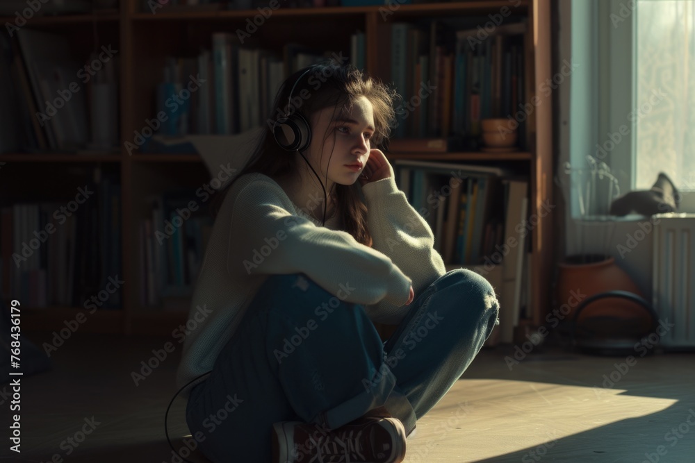 Obraz premium loneliness: capturing the emotional landscape of solitude, isolation, and the human experience of being alone in poignant, introspective moment.