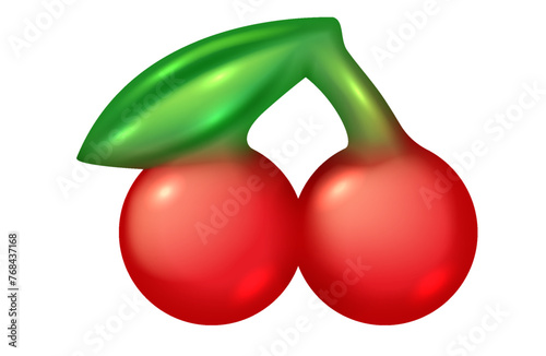 Jelly cherry candy 3d realistic vector illustration. Marmalade dessert creative design. Berry shaped sweet object on white background