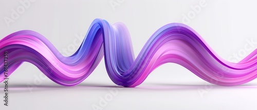  A wave of liquid with hues of purple and blue on a white backdrop, reflecting light at its base