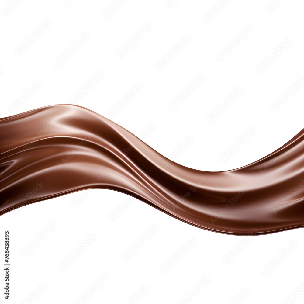 Chocolate liquid flowing wave splash without splash isolated on white Chocolate liquid flowing wave splash without splash isolated on white