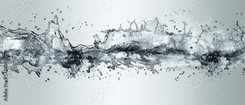   A monochromatic photograph of water cascading against a white backdrop, juxtaposed with a similar image of water splashing at the base
