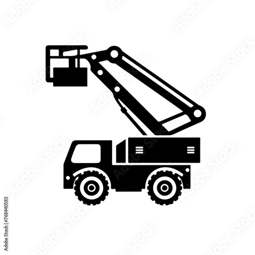 cherry picker as a simple single icon logo vector illustration, isolated on transparent background