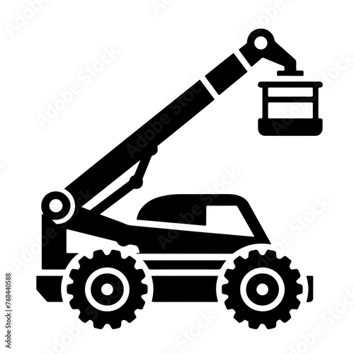 cherry picker as a simple single icon logo vector illustration, isolated on transparent background