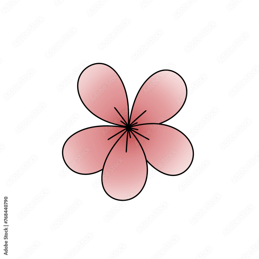 A pink flower with a white background. The flower is drawn in a simple style with a focus on its shape and color. Concept of simplicity and elegance, as well as a focus on the beauty of nature
