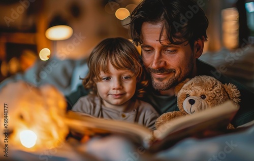 A father reading a bedtime ...